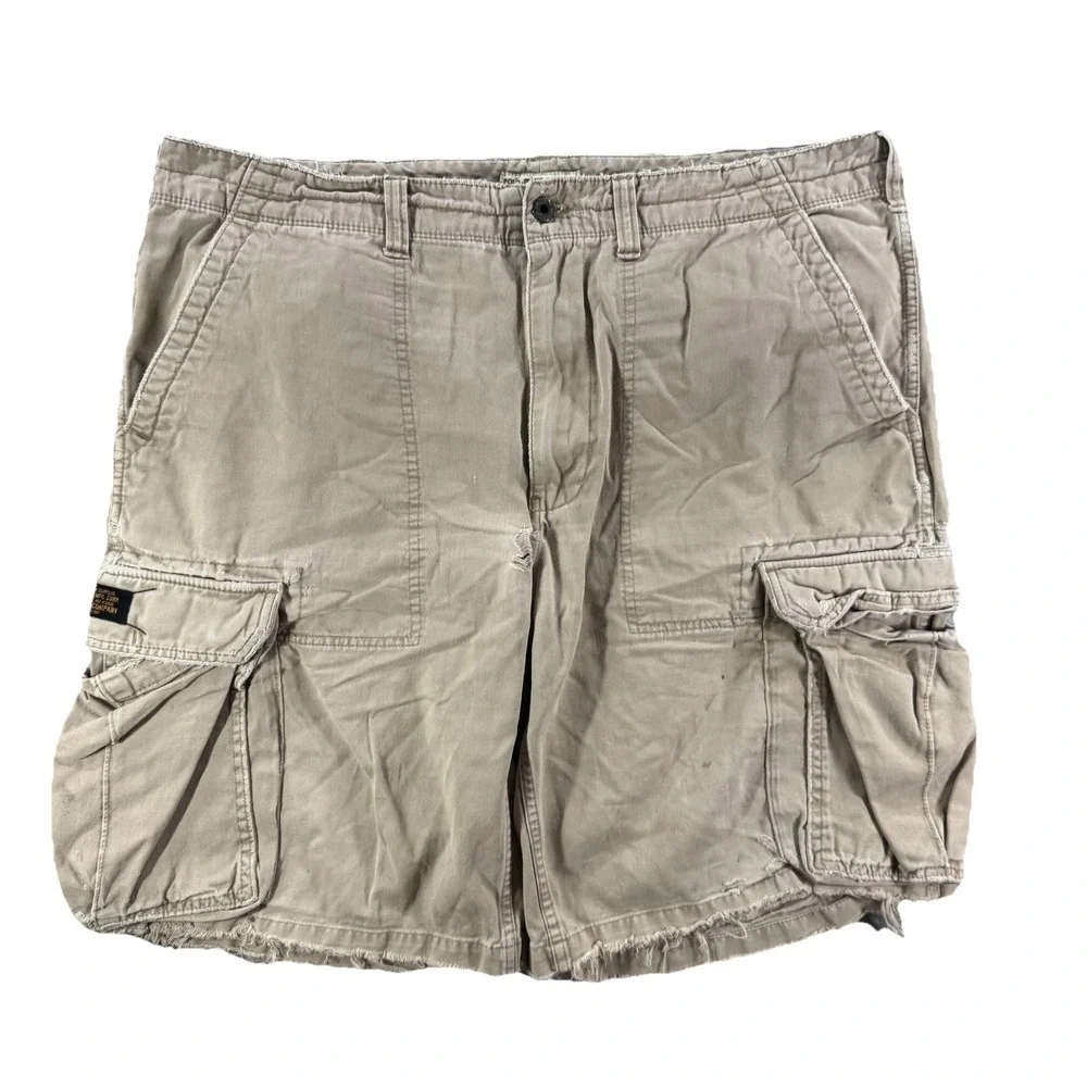 Polo Jeans Company Cargo Shorts Mens 40 Beige Canvas Relaxed Miltary Surplus‎